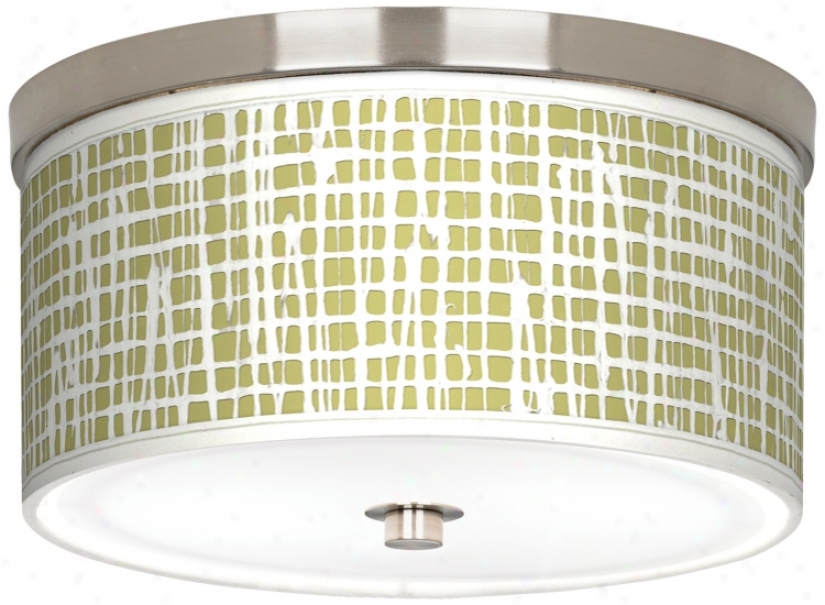 Ecru Screen Linen Nickel 10 1/4" Wide Ceiling Light (j9214-t9328)