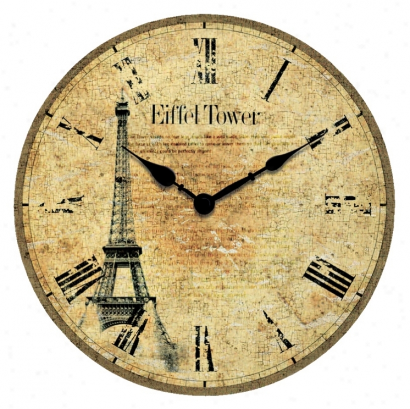 Eiffel Tower 14" Wide Wall Clock (g8726)