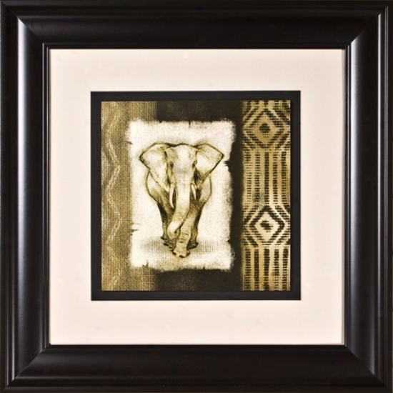 Elephant Ii Print Under Glass 21" Square Wall Art (h1919)