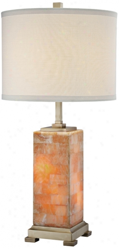 Elliot Marble With Off-white Shade Night Light Tabl3 Lamp (u8339)