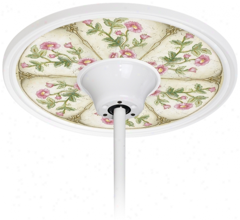 English Garden Pink  6 1/2" Opening White Fan Medallion (h3292-h3668)