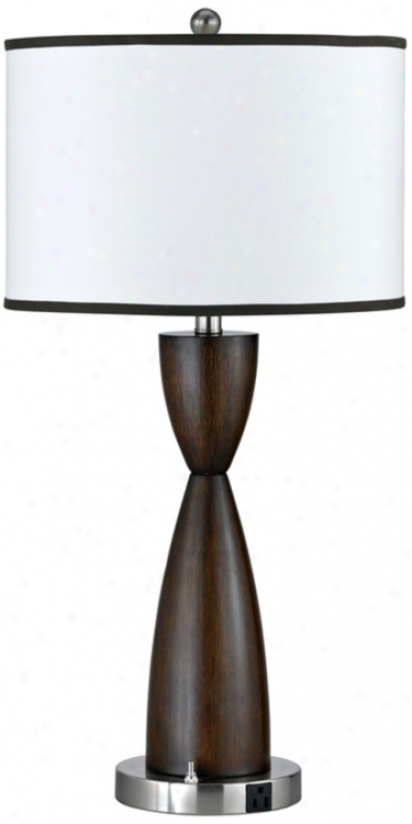 Espresso Faux Wood Hourglass Table Lamp (h7219)