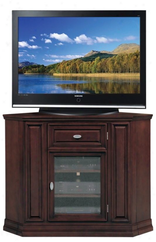 Espresso Wood 46" Wide Tall Corner Television Console (m360)