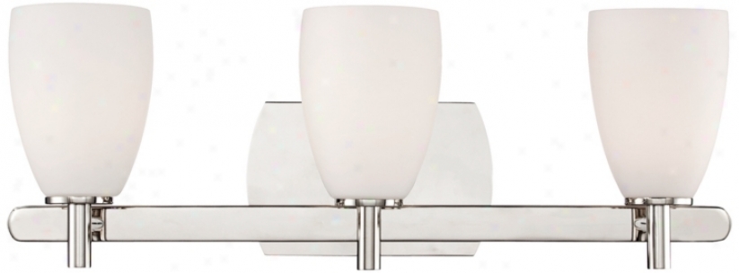 Etched Glass 23" Wid3 Polished Nickel Bathroom Wall Light (t9712)