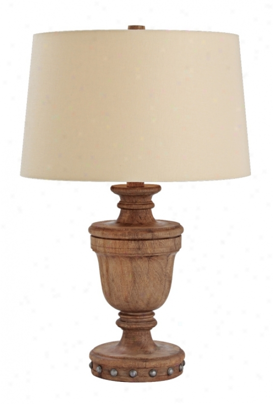 Ethan Natural Wood And Iron Stud Table Lamp (m6059)