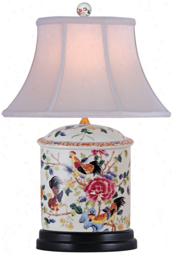 Famille Rose Oval Porcelain Table Lamp (n2044)