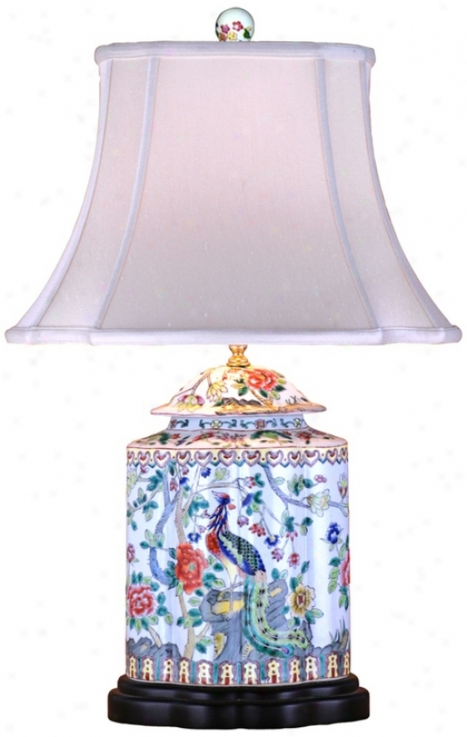 Famille Rose Scalloped Tea Jar Porcelain Table Lamp (v2470)