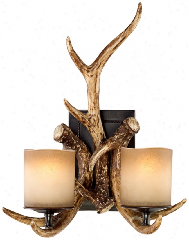 Faux Deer Antlers Candle Glass 17 1/2" High 2-light Sconce (r0878)
