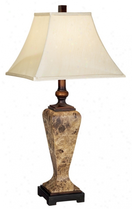 Faux Marble And Square Bell Shade Table Lamp (81596)