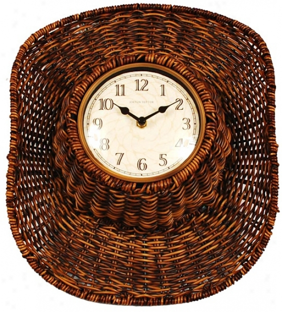 Faux Rattan Cowboy Indoor-outdoor 14" High Wall Clock (p8960)