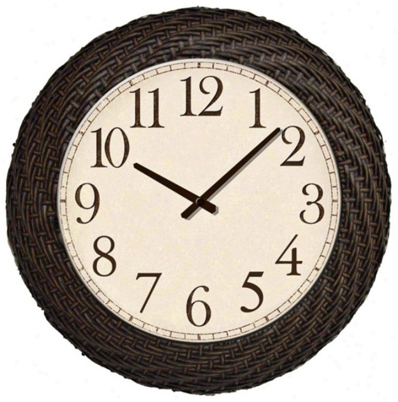 Faux Ratran Indoor-outdoor 18 1/2" Round Wall Clock (p8959)