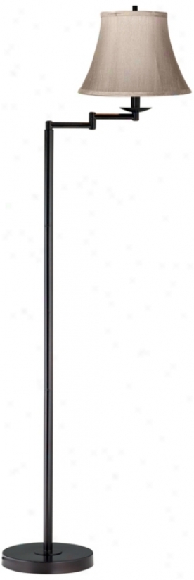 Faux Silk Dove Grey Bronze Finish Siwng Arm Floor Lamp (41523-42985)