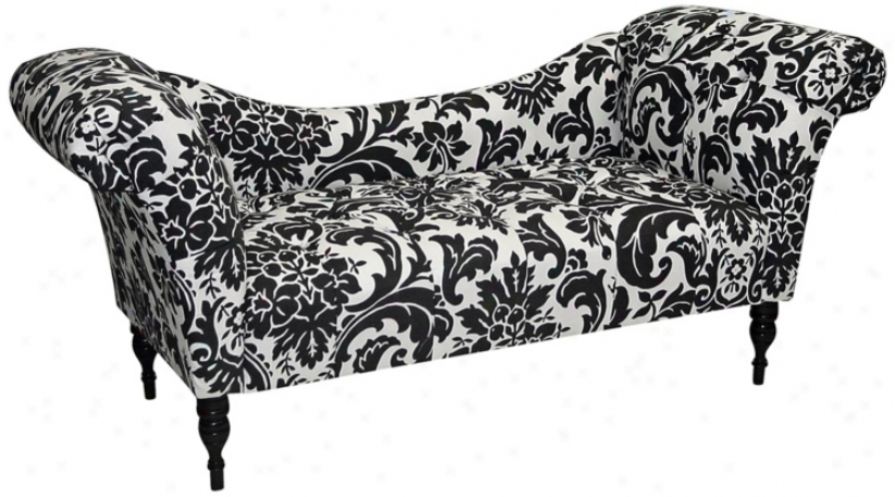 Fiorenza Black And White Upholstered Chaise Lounge Chair (w3874)