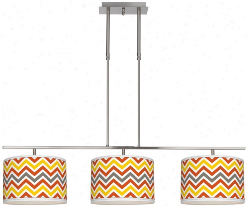 Flame Zig Zag 46" Wide Bar Hanging 3 Drum Island Llght (m3236-w3693)