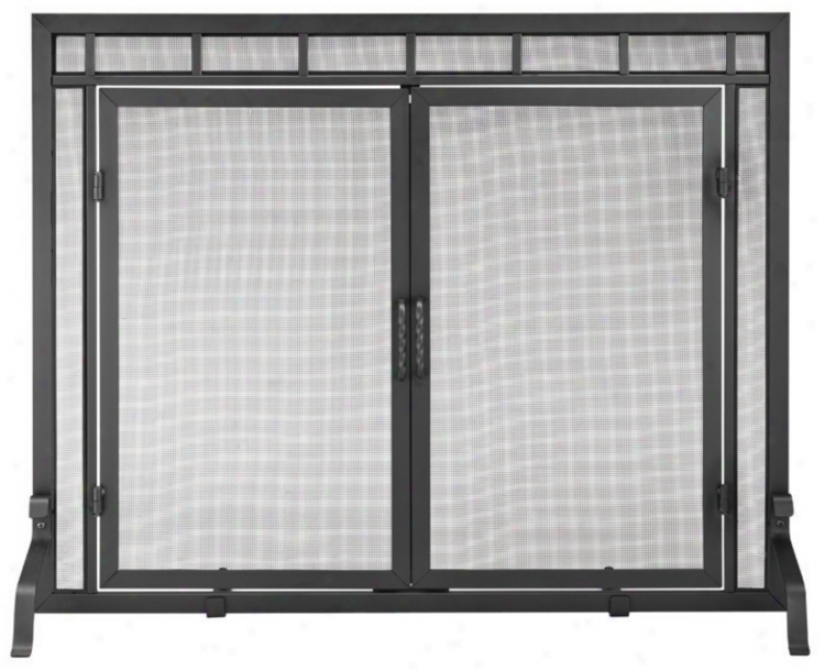 Flat 39&quoot; Wide Modern Fireplace Screen Attending Center Doors (u9500)