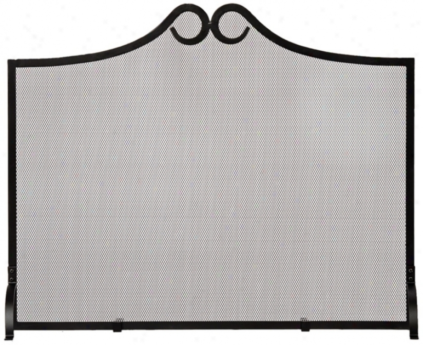 Flat Loop Design Black Fireplace Screen (u9380)