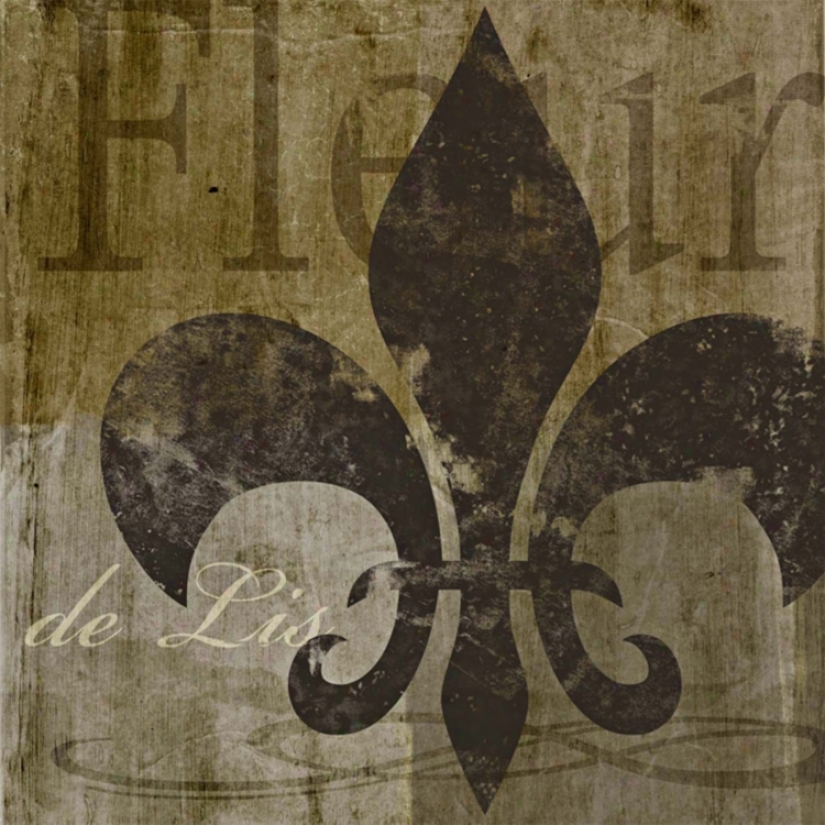 Fleur De Lis I Giclee 16" Square Canavs Wall Creation of beauty (n1803)