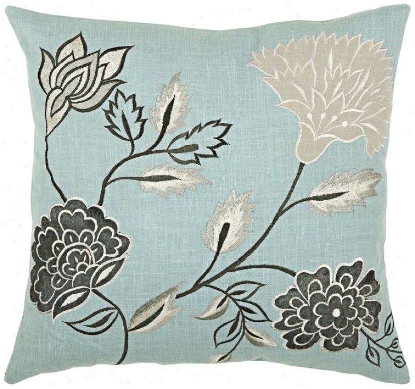 Floral 18" Square Decorative Pillow With Hidden Zipper (v8952)