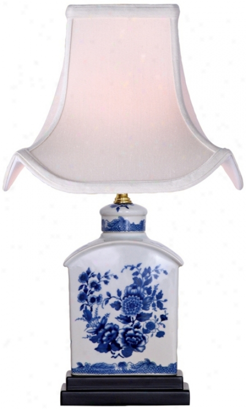 Floral Blue And White Mini Tea Jar Porcelain Table Lamp (v2489)