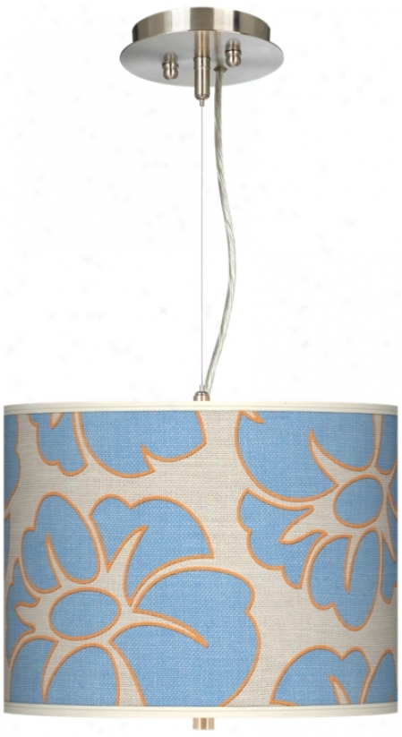 Floral Blue Silhouette 13 1/2" Wide Pendant Chandelier (17374-t6573)