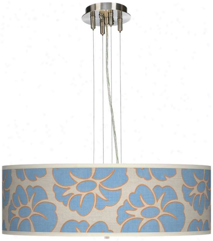 Floral Blue Silhouette 24" Wide 4-light Pendant Chandelier (17276-t6571)