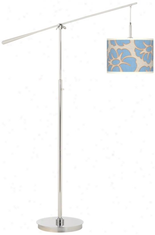 Floral Blue Silhouette Giclee Boom Ar Floor Lamp (n0749-t5831)