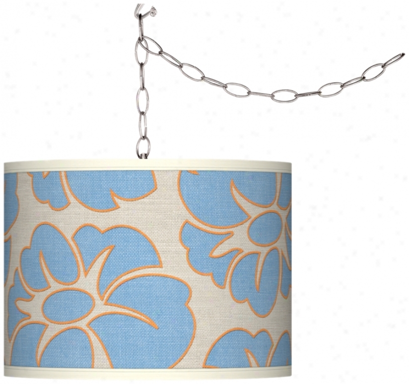 Floral Blue Silhouette Plug-in Swag Chandelierr (f9542-t6579)