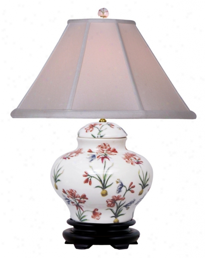 Floral Pattern Porcealin Jar Table Lamp (j4933)