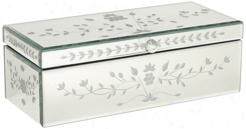 Floral Theme Mirrored Rectangular Jewelry Box (r9201)