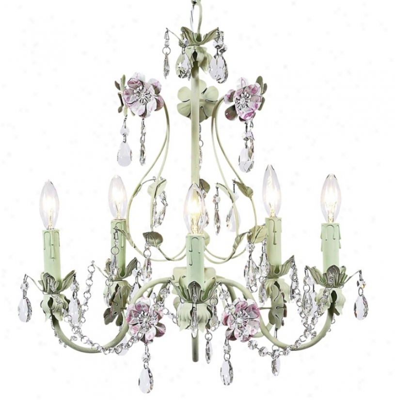 Flower Garden Pink &amo; Green 17" Wide Chandelier (t2109)