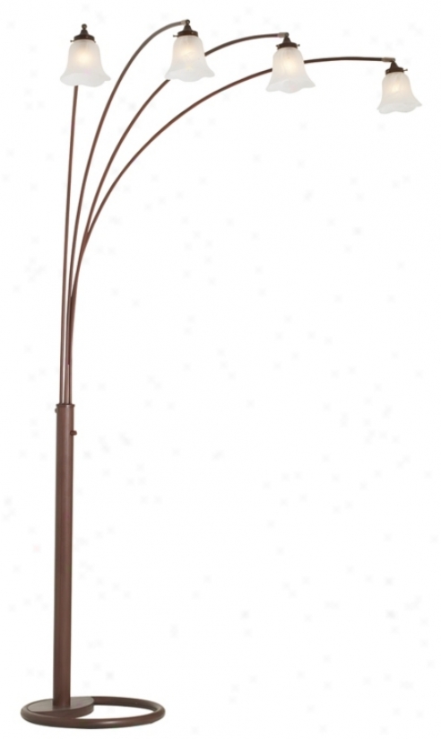 Four Arm Bronez Finish Scalloped Glass Arc Flpor Lamp (30721-88760)