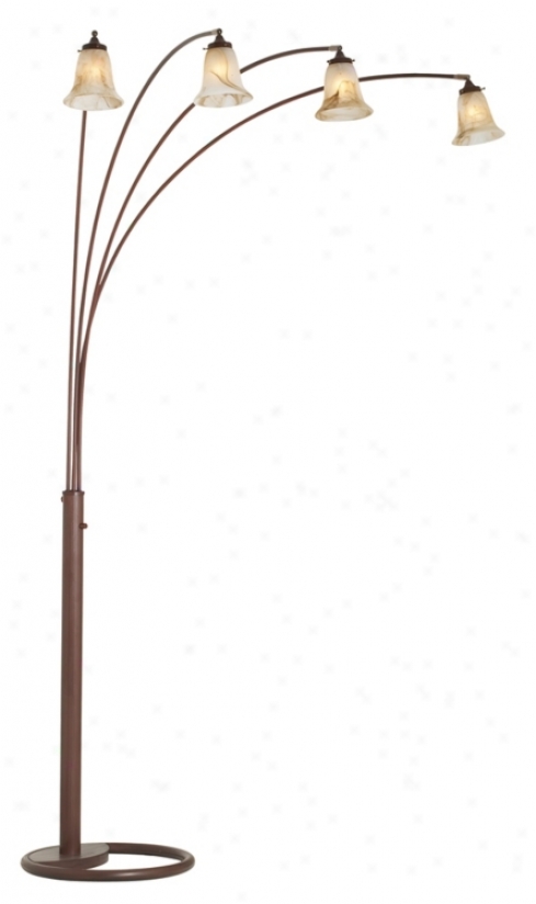 Four Arm Marbleized Glass Arc Floor Lamp (30721-56452)