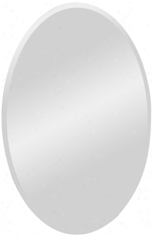 Frameless Beveled 35" High Oval Wall Mirror (m3549)