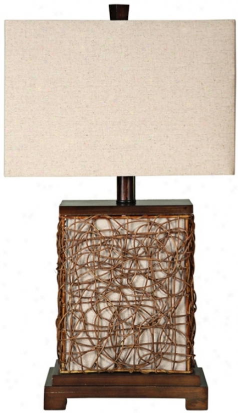 Freeport Wood-rattan Witu Nightlight 27" Elevated Table Lamp (u0089)