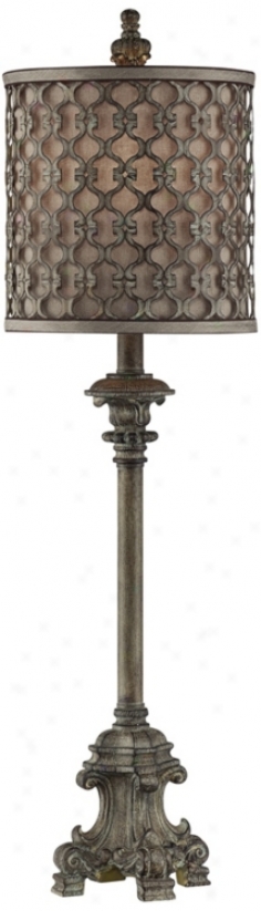 French Candlestick Metal Frame Shade 34" High Buffet Lamp (t8939)