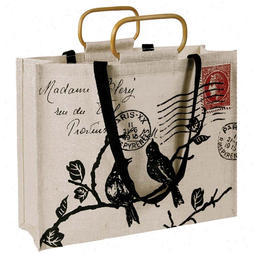 French Envelope Jute Tote Bag (n1021)