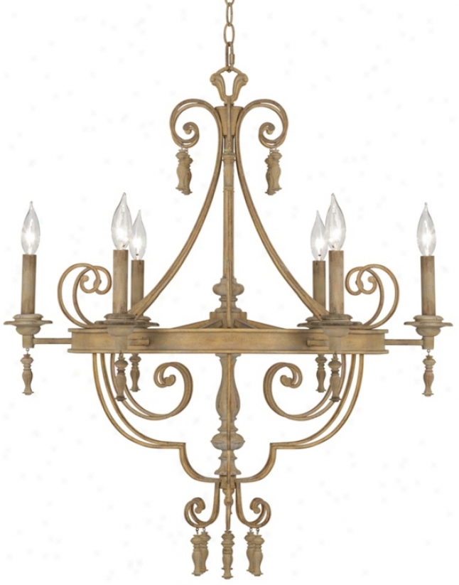 French White 6-light 28" Wide Chandelier (v019)