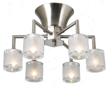 Frosted Glass Six Light 15" Wide Ceiling Light Fixture (h3830)