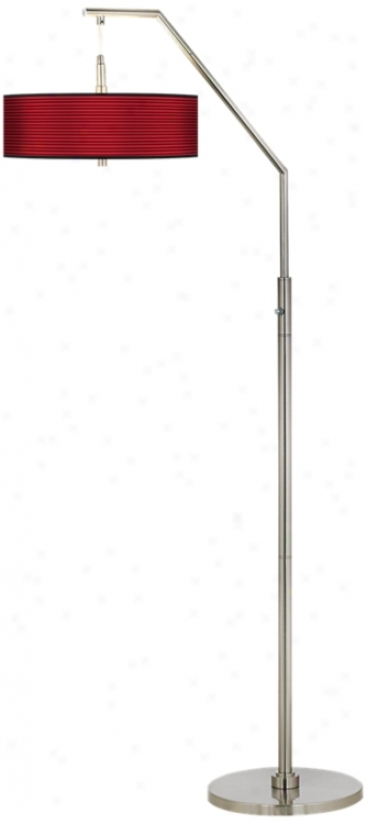 Fuchsia Stripe Giclee Shade Arc Floor Lamp (h5361-h7326)