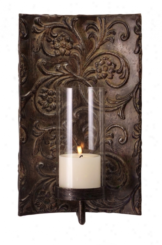 Galicia Embossed Meatl And Glass Sconce (m8618)