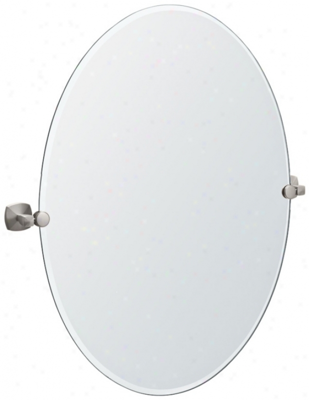 Gatco Jewel Satin Nickel Oval 32" High Tilt Wall Mirror (p8204)