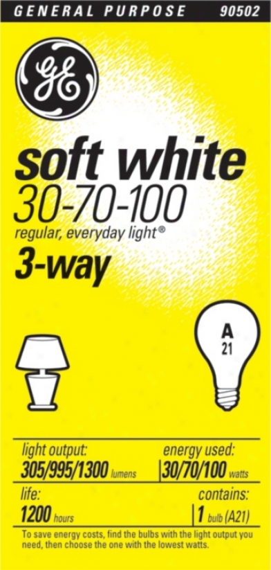 Ge 3-way Smooth White Bulb -  30/70/100 Watts (90502)