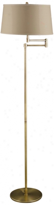 Geoffrey Antique Brass Scope Arm Floor Lamp (u9396)