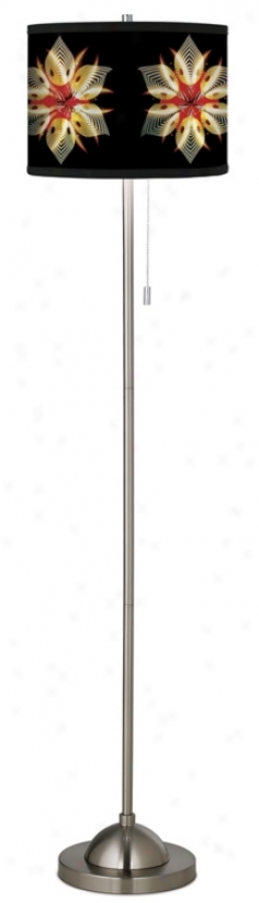 Giclee Pinwheel Flower Bruehed Nickel Pull Chain Floor Lamp (99185-82621)
