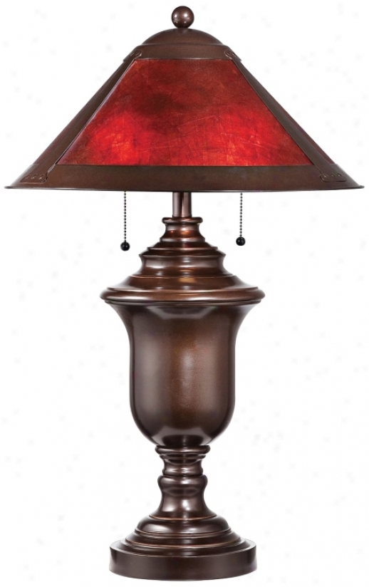 Gilson Aged Bronze With Mica Shade Table Lamp (u8367)
