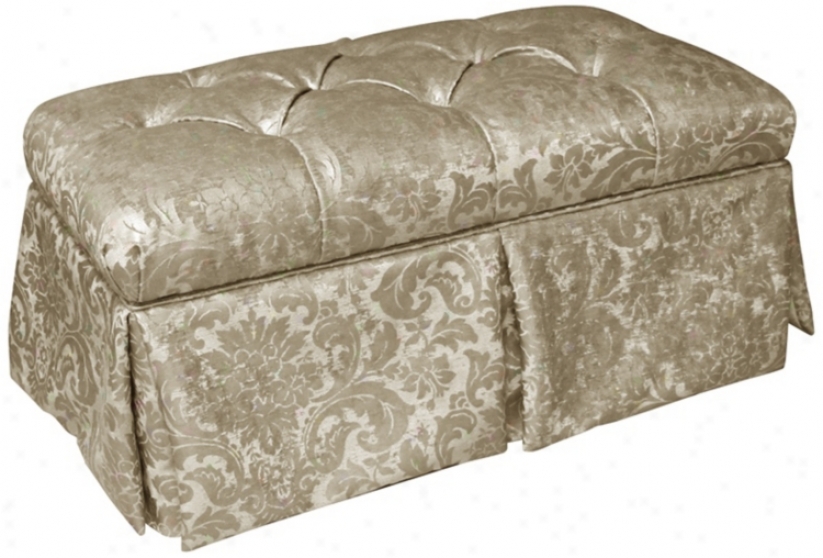 Glow Flax Metal Skirted Shantung Upholstered Storage Bench (w3971)