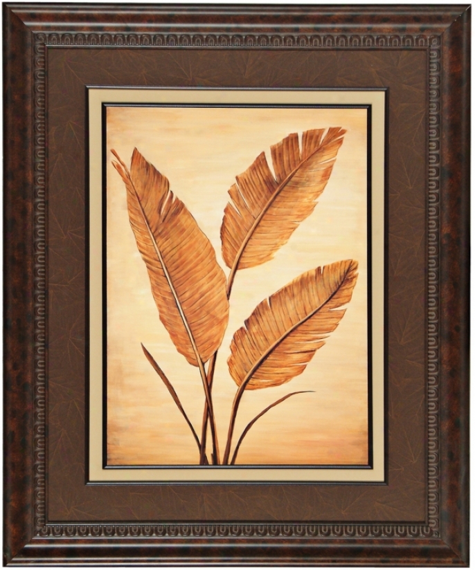 Gold Palm 48" High Print With Glass (f5572)