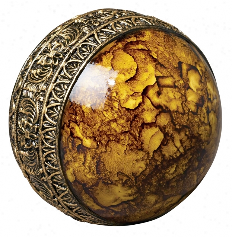 Gold With Gold Band Decorative Ball (k4669)