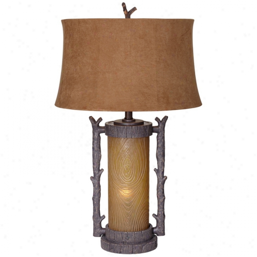 Golden Frontier Rustic Table Lamp With Night Light (v2236)