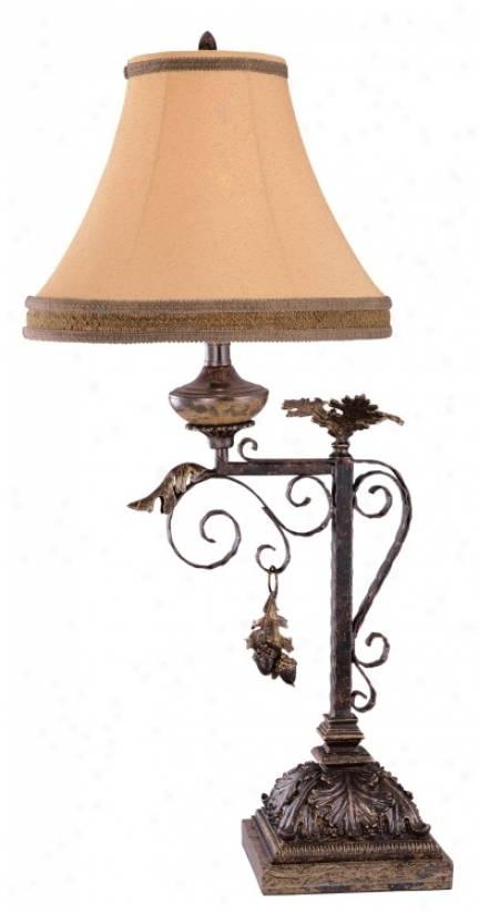 Grand West Autumn Oak Leaves Table Lamp (35416)